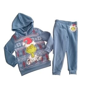 Grinch 2 piece blue hooded toddler sweat suit size 3T NWT